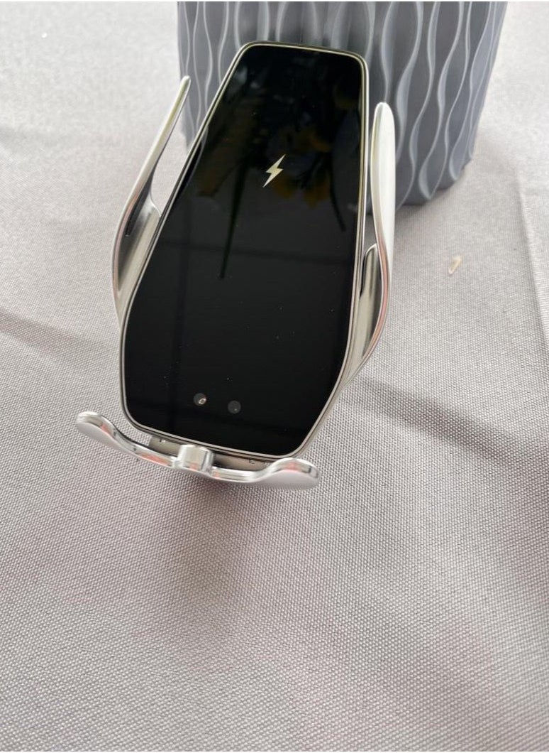 Generic - 360° Rotation Automatic Clamping Wireless Car Charger With Mount Bracket Silver - Image 1