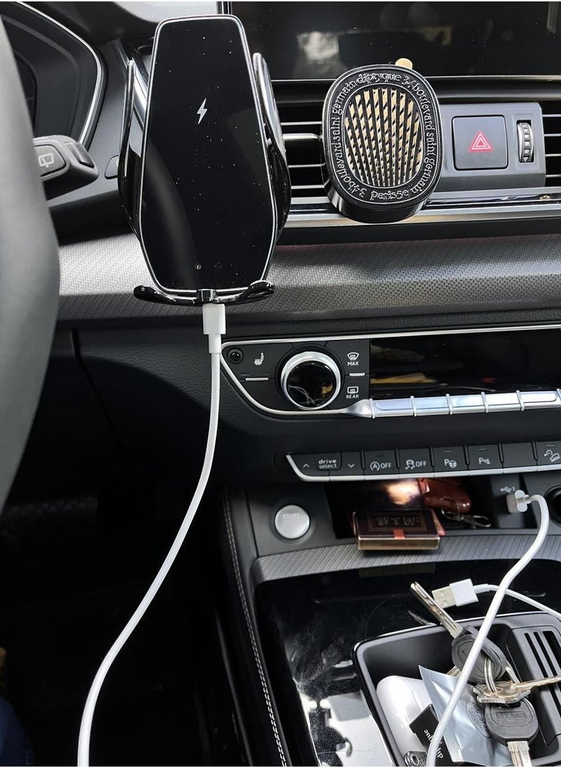 Generic - 360° Rotation Automatic Clamping Wireless Car Charger With Mount Bracket Silver - Image 1