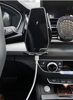 Generic 360° Rotation Automatic Clamping Wireless Car Charger With Mount Bracket Silver  - Image 1