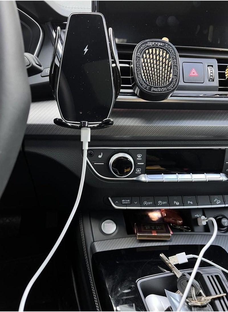 Generic - 360° Rotation Automatic Clamping Wireless Car Charger With Mount Bracket Silver - Image 1
