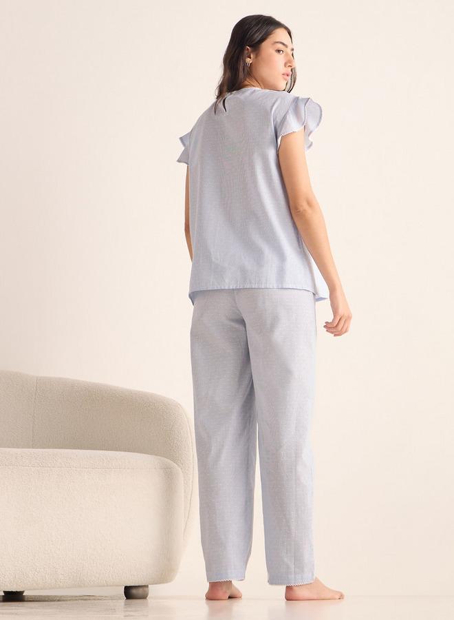 سبلاش فيڤ طقم بيجامة وبلوزة برقبة مستديرة مطرزة - Image 3