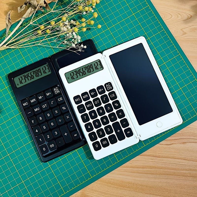 White 2 in 1 Portable Calculator Writing Pad with 12 Digit Display - Image 4