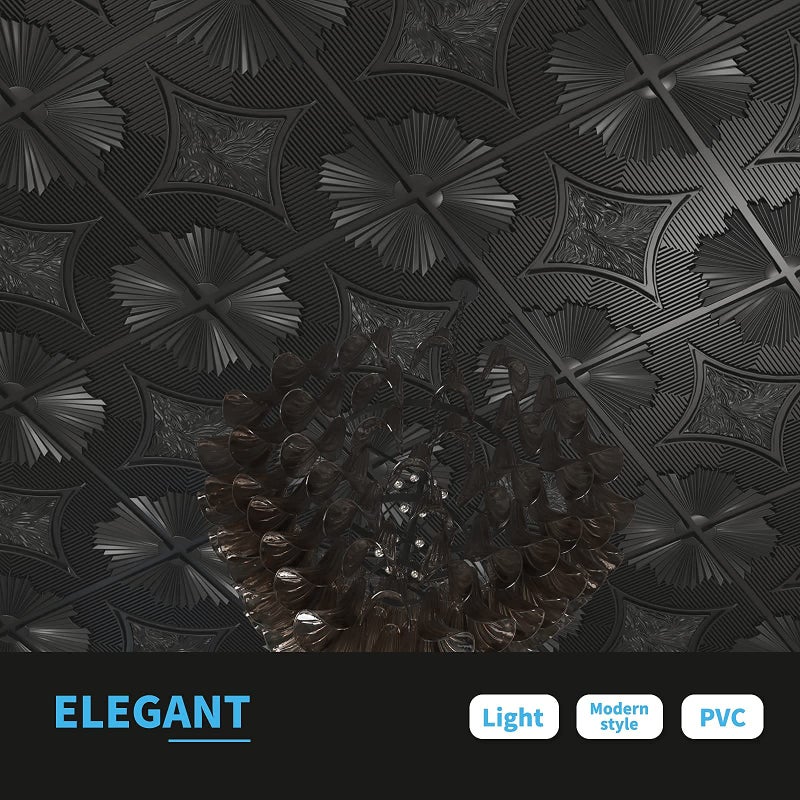 Art3d Drop Ceiling Tiles 24x24 in Black (12-Pack, 48 Sq.ft), 3D Wainscoting Panels Glue Up 2x2 - Image 5