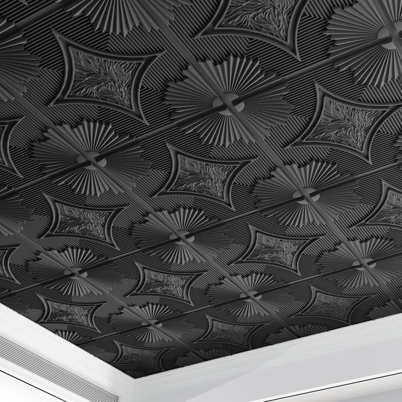 Art3d Drop Ceiling Tiles 24x24 in Black (12-Pack, 48 Sq.ft), 3D Wainscoting Panels Glue Up 2x2 - Image 1