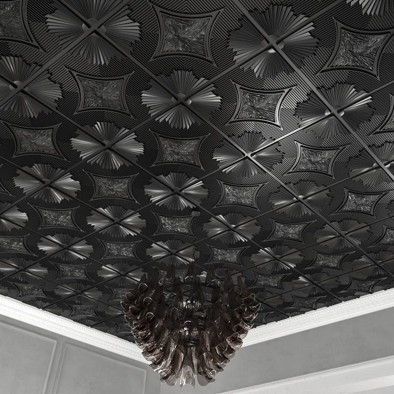 Art3d Drop Ceiling Tiles 24x24 in Black (12-Pack, 48 Sq.ft), 3D Wainscoting Panels Glue Up 2x2 - Image 3