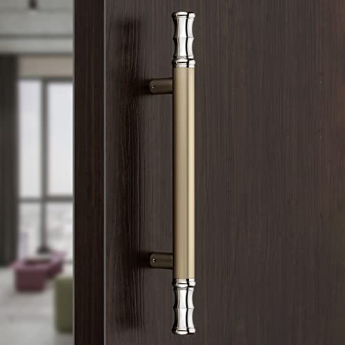 Plantex Stainless Steel 14 Inch Main Door Handle/Glass Wooden Door Handle/Pull-Push Handle/3 Years Warranty Pack of 1 (Satin White and Chrome Finish) - Image 1
