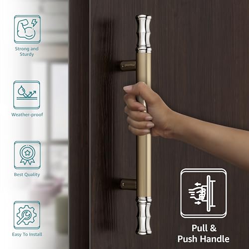 Plantex Stainless Steel 14 Inch Main Door Handle/Glass Wooden Door Handle/Pull-Push Handle/3 Years Warranty Pack of 1 (Satin White and Chrome Finish) - Image 3