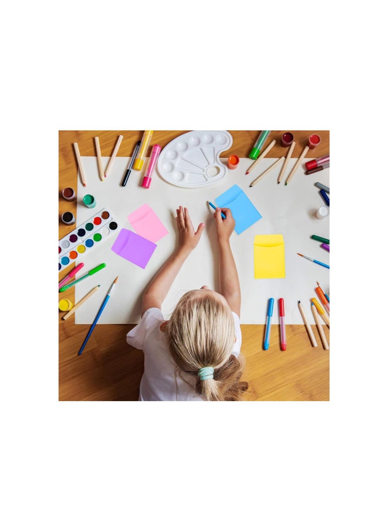 100 Pieces Library Card Envelope Colorful Small Packet Envelope Library Card Pocket with 12 Sheets Removable Adhesive Dot for Public Library School Office (Multi-Color)