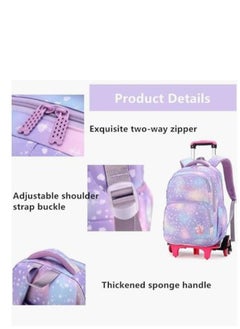 Golden Kids Rolling Backpack，3 Pcs Trolley School Bag Set with Starry-Sky Print，Wheel Backpack with 6 Wheels ，Wheel Trolley Bag for School  - Image 5