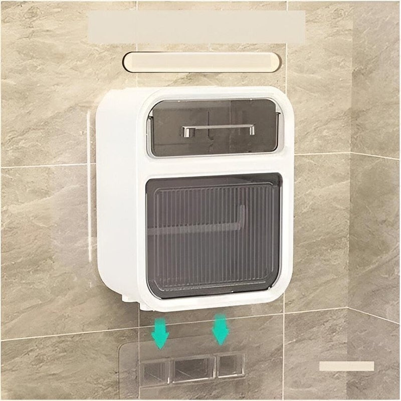 Sanitary Pad Holder - Versatile Bathroom Storage Box with Drawer for Neat Organization of Paper Supplies (White)
