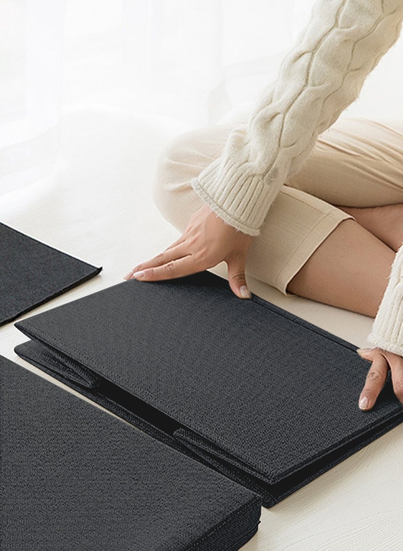 LOOPITYS Cotton Linen Folding Storage Boxes With Lids Decorate The Handle Storage Box With Lid Environmental Protection Durable Fabric Storage For Bedroom Living Room（black，44*29*30cm） - Image 4