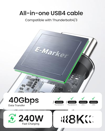 Silkland USB 4 for Long Thunderbolt 4 Cable 10FT3M 40Gbps Data Transfer 8K5K60Hz 240W Charging PD 31 USB C Video Cable Compatible for Thunderbolt 3 MacBook iPhone 1716 SSD XPS iPad - Image 3