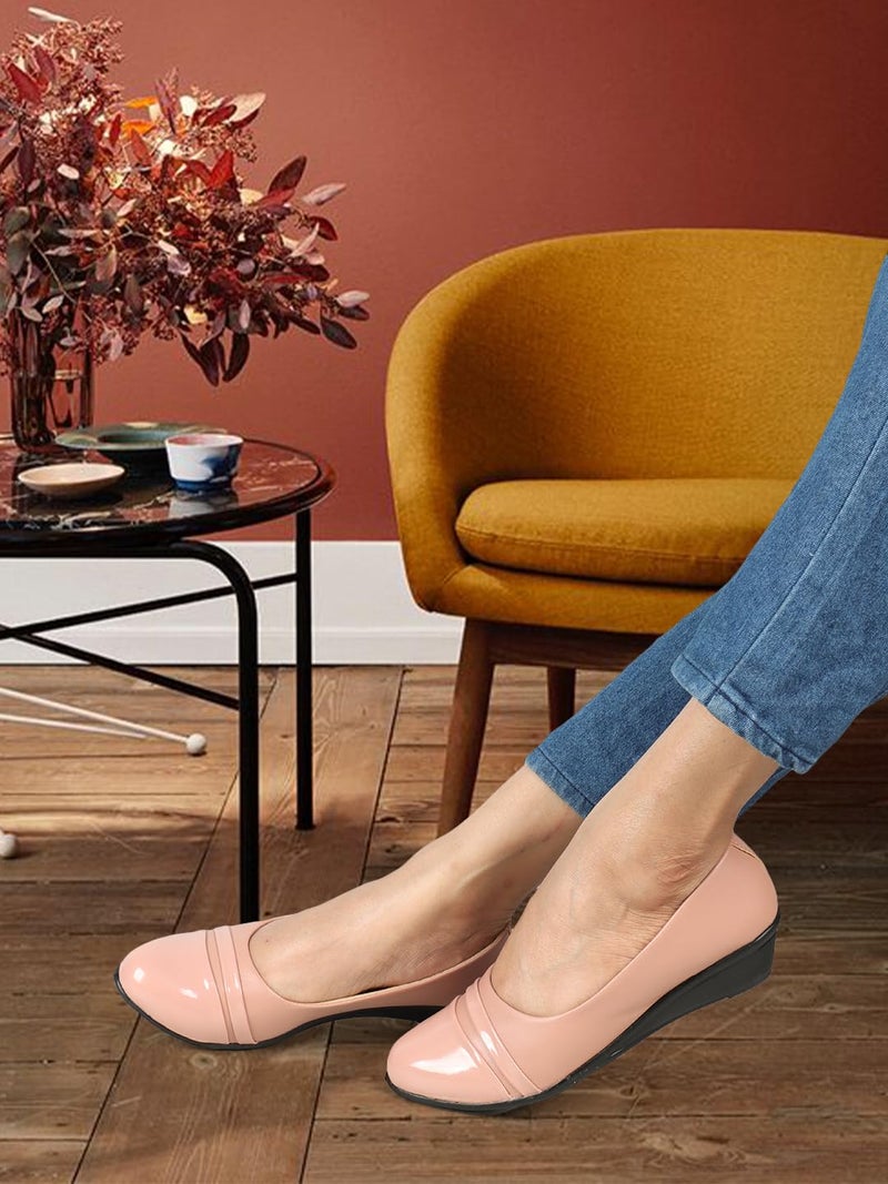Denill Women Slip on Bellies(Ballet Flats) Peach UK 6 - Image 2