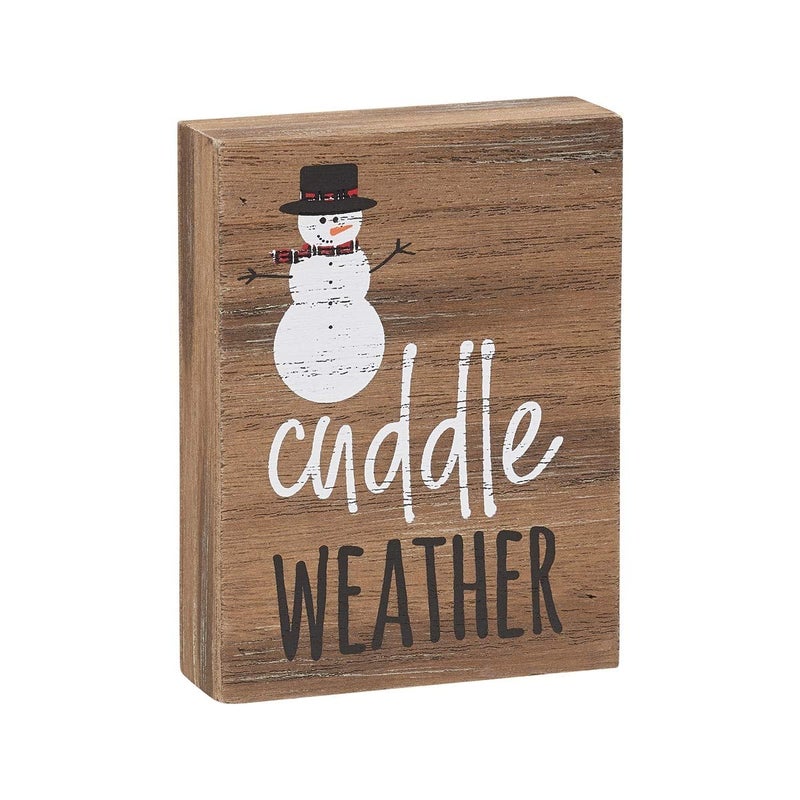 Collins Festive Wood Grain Block Sign (Cuddle Weather) - Image 1