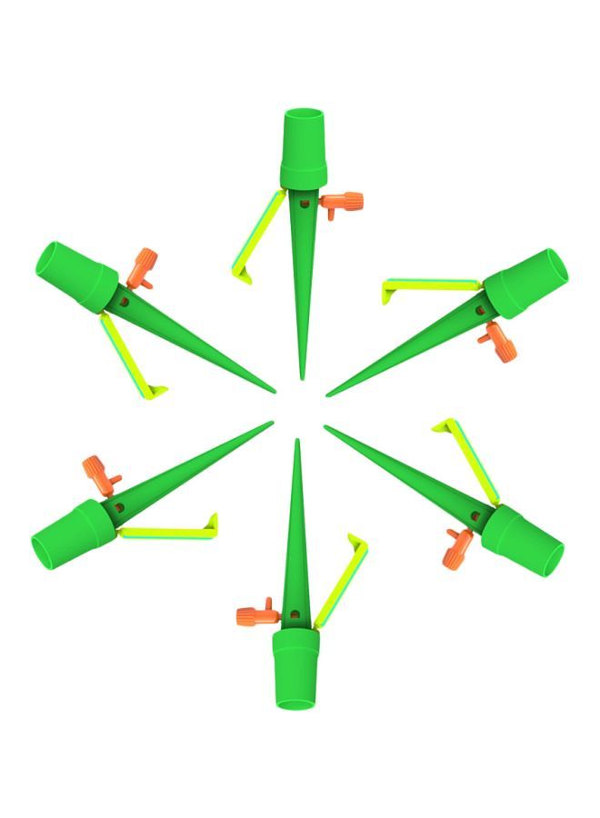 NIBEMINENT 6-Piece Adjustable Water Flow Irrigation Dripper Set Green/Orange 30x6x10centimeter - Image 1