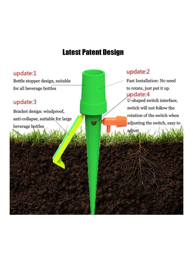 NIBEMINENT 6-Piece Adjustable Water Flow Irrigation Dripper Set Green/Orange 30x6x10centimeter - Image 2