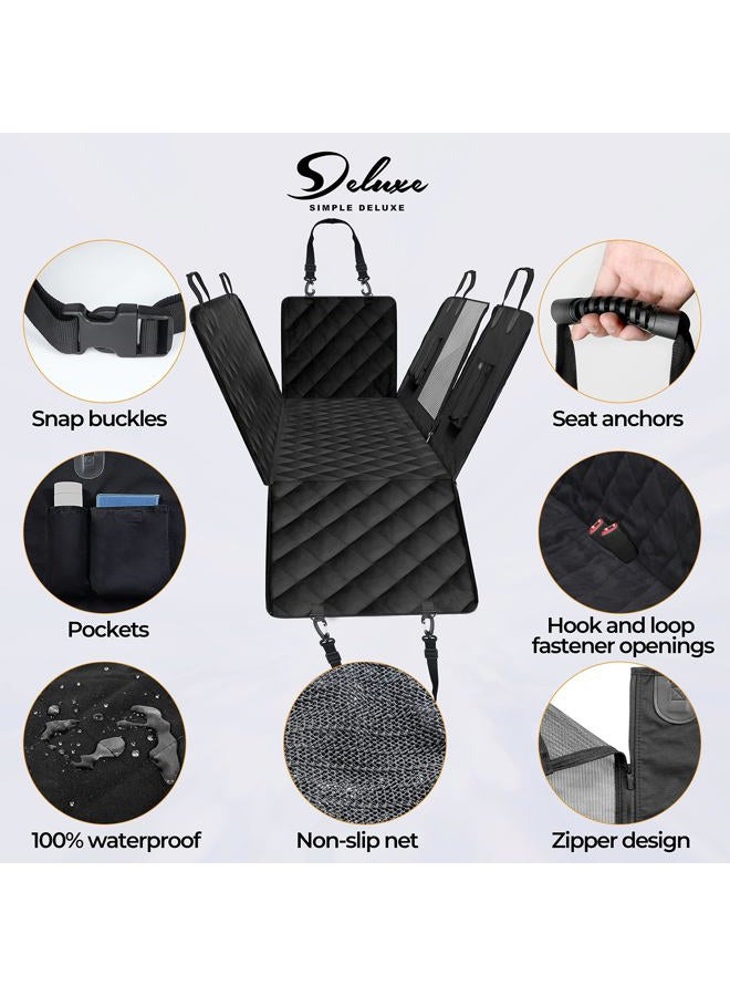 YSSOA Dog Car Seat Cover for Back Seat, Durable Waterproof Nonslip Pets Hammock with Mesh Window and Storage Pocket, Suitable for Cars, Trucks, SUVs, Standard - Image 2