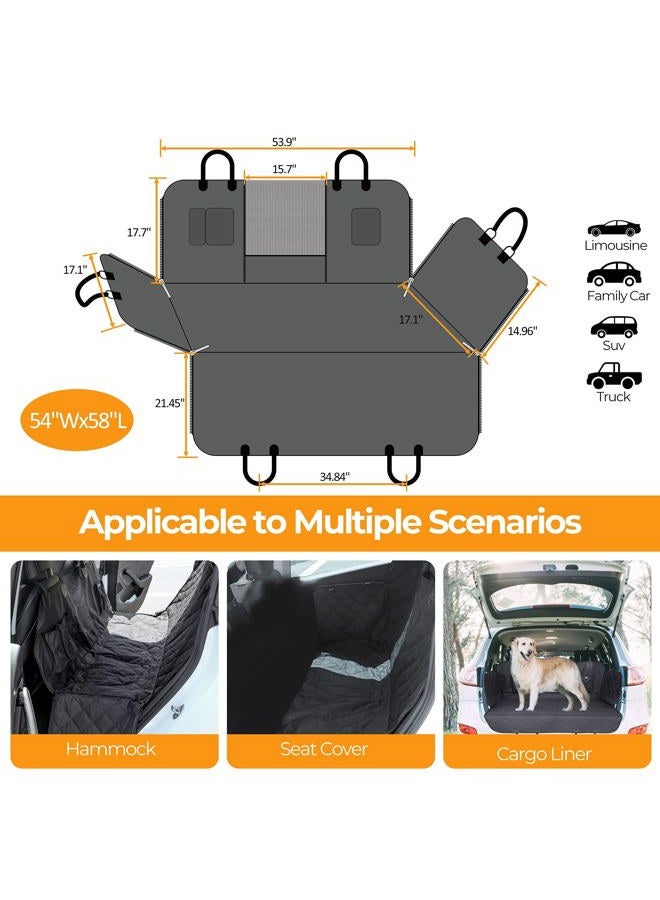 YSSOA Dog Car Seat Cover for Back Seat, Durable Waterproof Nonslip Pets Hammock with Mesh Window and Storage Pocket, Suitable for Cars, Trucks, SUVs, Standard - Image 4