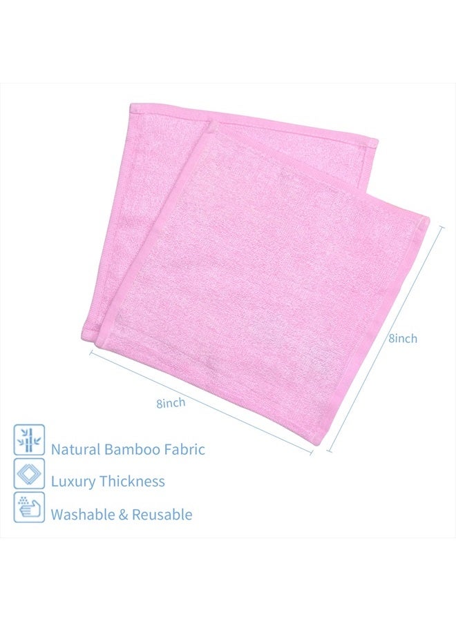 Bamboo Washcloths 12 Pack Multicolor Face Cloths Essential for Bathroom Gym and Spa, High Absorbent and Soft Fingertip Towels 8”X8” (Pink) - Image 3