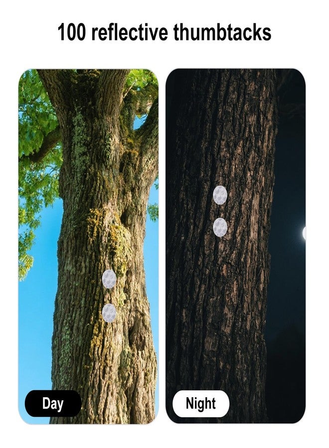 Fukaisu 100pcs Reflective Trail Marking Tacks, Glow-in-The-Dark High Visibility Bright Eyes Trail Markers Thumb Nails for Hunting Tree Stand Hiking Camping Accessories Supplies Gear(Silver) - Image 4