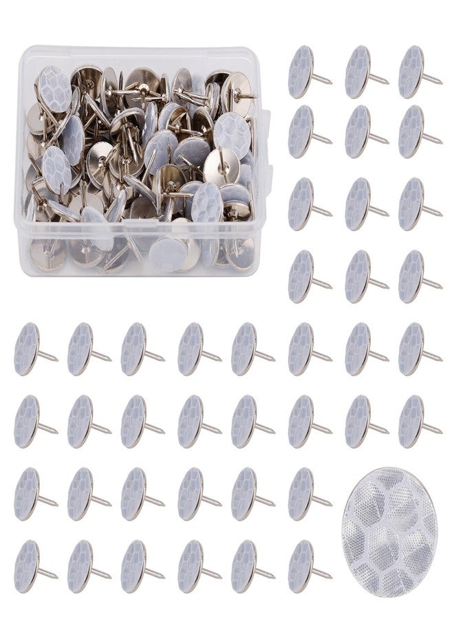 Fukaisu 100pcs Reflective Trail Marking Tacks, Glow-in-The-Dark High Visibility Bright Eyes Trail Markers Thumb Nails for Hunting Tree Stand Hiking Camping Accessories Supplies Gear(Silver) - Image 1