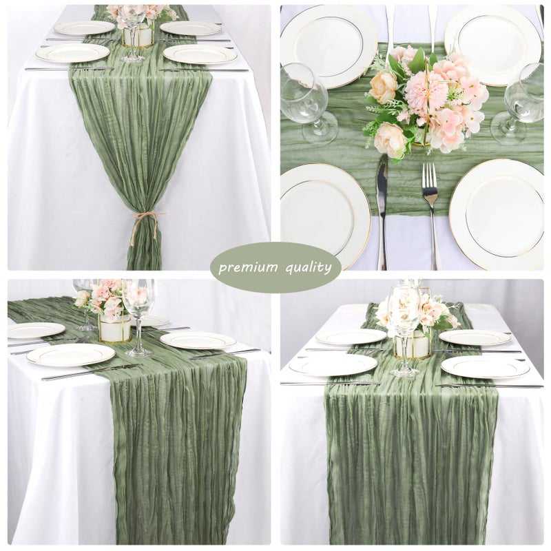 Fivenl 12 Pack 10Ft Cheesecloth Table Runner 35x120 Inch Boho Gauze Table Runner Cheese Cloth Long Romantic Table Runners for Wedding Bridal Shower Birthday Party Table Decor (Dusty Sage Green) - Image 5