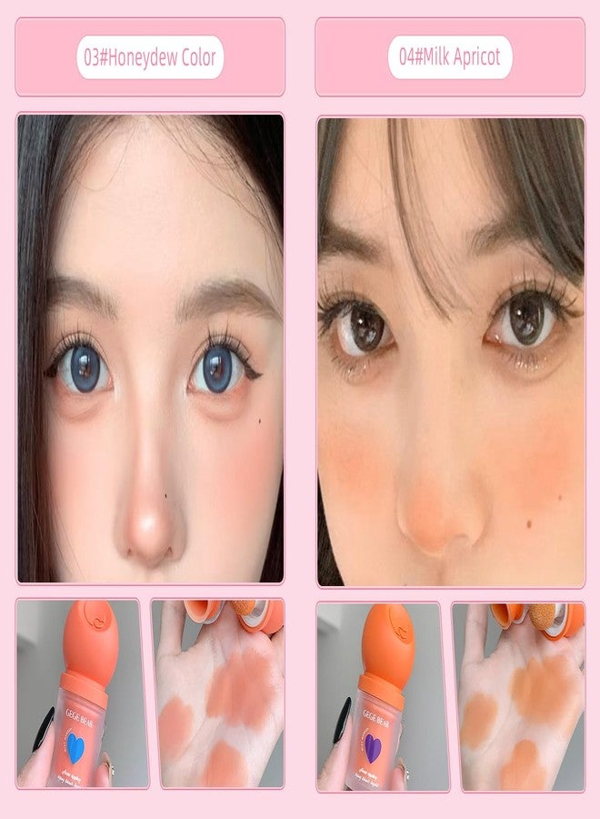 Gege Bear Sweet Rippling Tipsy Liquid Blush | High-Pigment, Moisture-Rich Liquid Blush for a Naturally Luminous Look | Innovative Built-In Sponge Applicator | 6 Exquisite Shades for Customizable Radiance on Cheeks and Lips for All Skin Tones (01# Gray Pink, 2.5mL) - Image 4