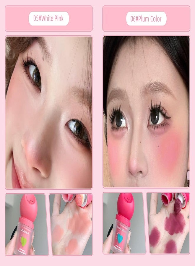 Gege Bear Sweet Rippling Tipsy Liquid Blush | High-Pigment, Moisture-Rich Liquid Blush for a Naturally Luminous Look | Innovative Built-In Sponge Applicator | 6 Exquisite Shades for Customizable Radiance on Cheeks and Lips for All Skin Tones (01# Gray Pink, 2.5mL) - Image 5