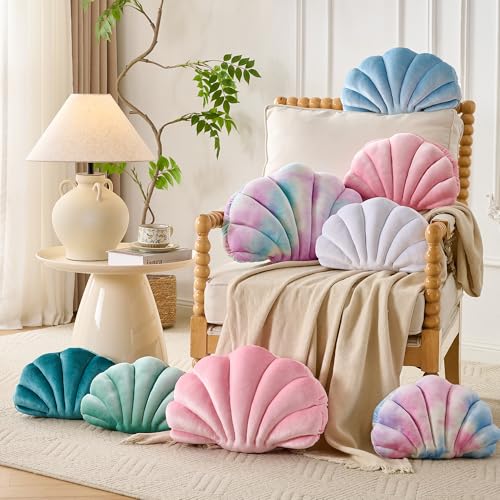 XIAIJIA Seashell Decorative Pillow Shell Shaped Throw Pillow 3D Insert Beach Pillow Soft Velvet Pillow Sea Ocean Decoration Couch Bed Pillow Cushions(Blue,14 X 11 inch) - Image 5