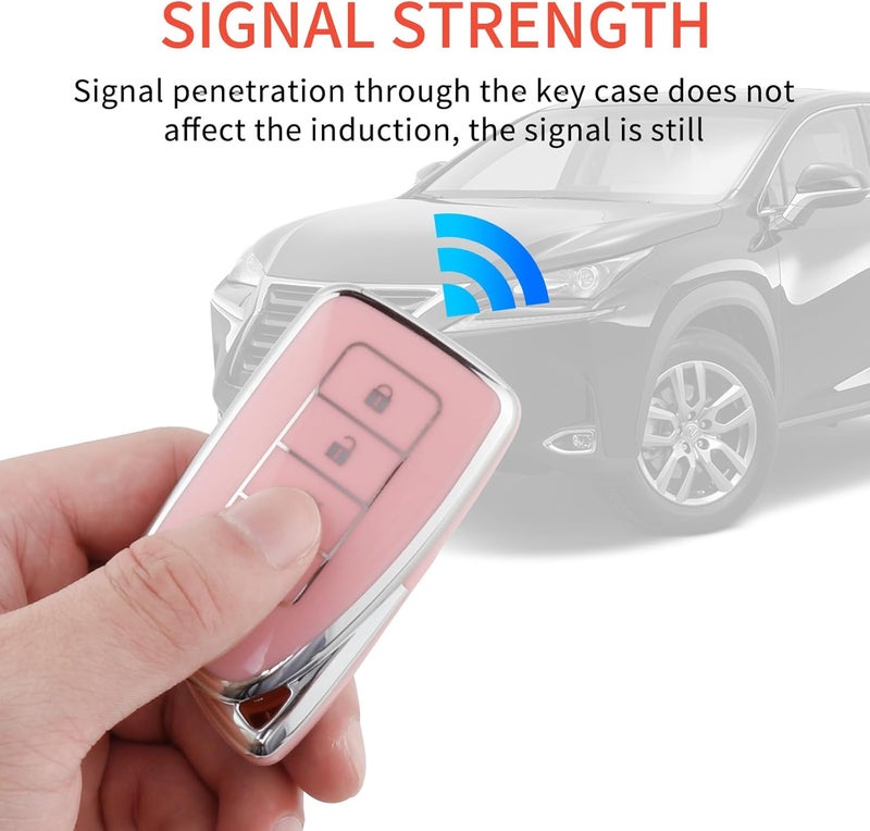 PANGPAI Pink Key Fob Cover for Lexus, Soft TPU Key Case Protection with Bling Keychain Fit for Lexus RX ES GS LS NX RS GX LX RC LC Smart Key - Image 5