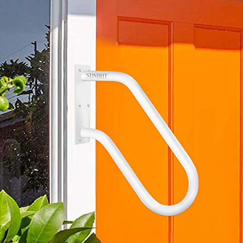 SDNBHT 18.5inch Handrail for Outdoor Steps 304 Stainless Steel Grab Bar with Polished White Finished SDNBHT Wall Mounted Handrail Stair Railing for Garage Entry Interior or Exterior Stairway(18.5' White) - Image 1