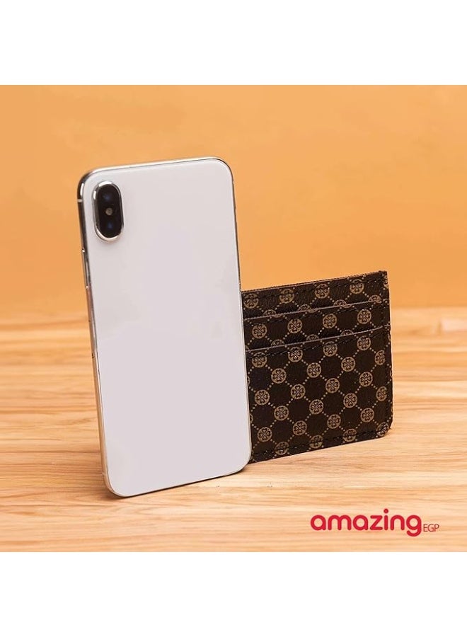 أمازينج. إي جي بي AmazingEGP | حامل بطاقات ائتمان رفيع بنمط قلب، جلد PU بني، محفظة رفيعة للغاية بتصميم بسيط مع فتحات متعددة، تصميم للجنسين، 11 × 8 × 1 سم (بني) - Image 2