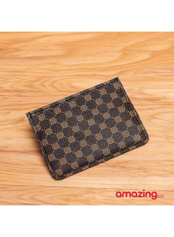 أمازينج. إي جي بي AmazingEGP | حامل بطاقات ائتمان رفيع بنمط قلب، جلد PU بني، محفظة رفيعة للغاية بتصميم بسيط مع فتحات متعددة، تصميم للجنسين، 11 × 8 × 1 سم (بني) - Image 4