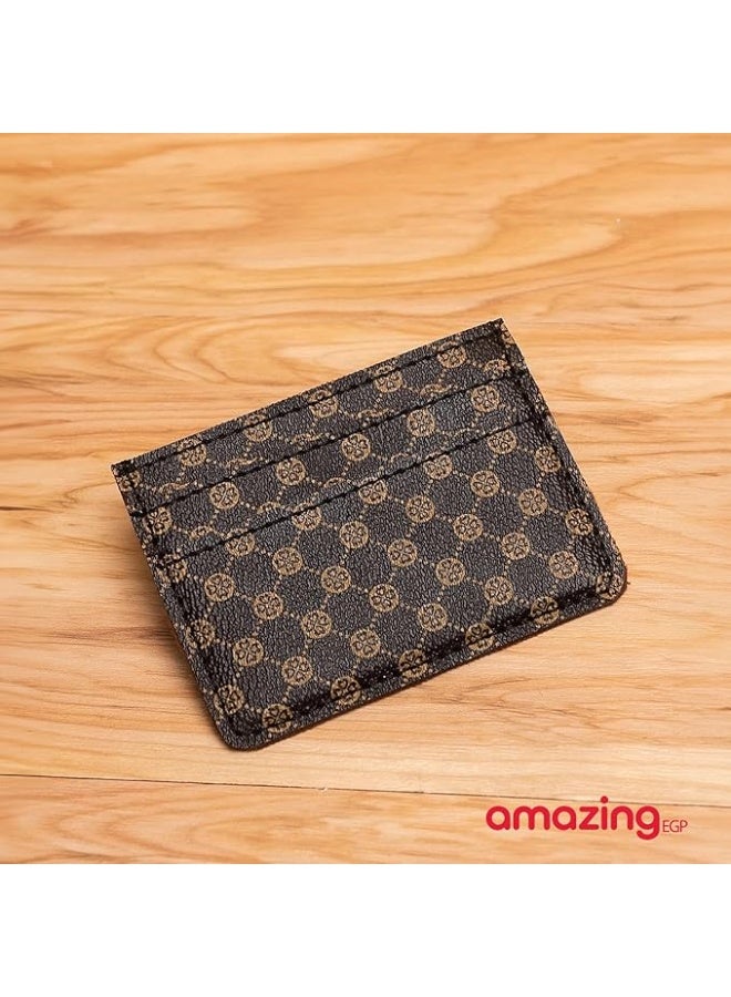 أمازينج. إي جي بي AmazingEGP | حامل بطاقات ائتمان رفيع بنمط قلب، جلد PU بني، محفظة رفيعة للغاية بتصميم بسيط مع فتحات متعددة، تصميم للجنسين، 11 × 8 × 1 سم (بني) - Image 3