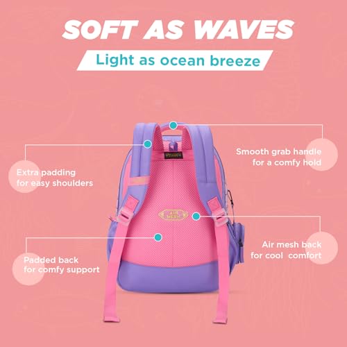 Skybags Ruby 02 18 Liters Printed Premium Polyester Fabric School Backpack for Kids with Multiple Compartments and Adjustable Strap - Girls (Purple) - Image 4