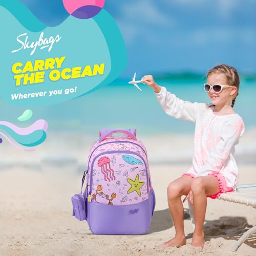 Skybags Ruby 02 18 Liters Printed Premium Polyester Fabric School Backpack for Kids with Multiple Compartments and Adjustable Strap - Girls (Purple) - Image 2