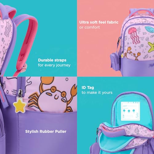 Skybags Ruby 02 18 Liters Printed Premium Polyester Fabric School Backpack for Kids with Multiple Compartments and Adjustable Strap - Girls (Purple) - Image 5