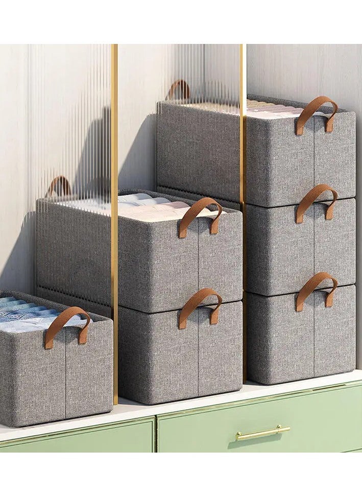 INSX - INSX Foldable Wardrobe Organizer - Waterproof Oxford Cloth Fabric Storage for Jeans, Clothes, Sweaters - 26L Capacity with Steel Frame Support (Pack of 1) - Image 1
