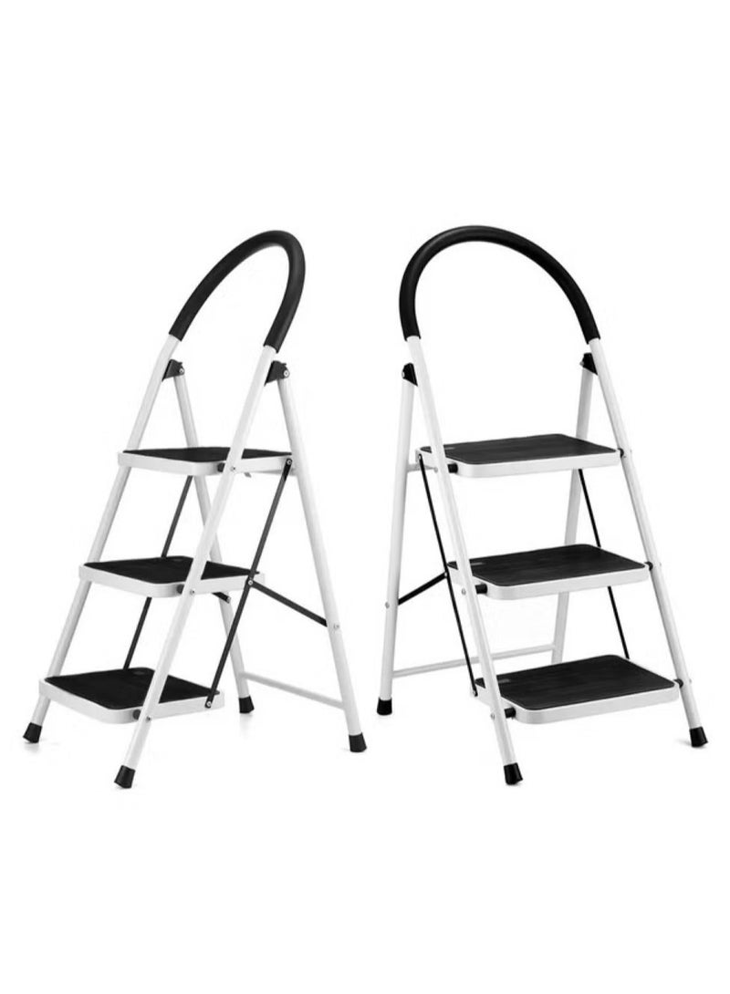 AGD Portable 3 Step Ladder with Wide Anti-Slip Pedal, Sturdy Steel Folding Ladder with Handle for Home Kitchen Garden Office - Image 4