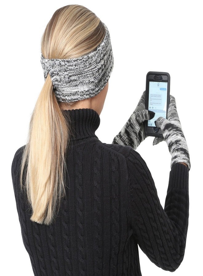 TrailHeads Women's Space Dye Touch Screen Knit Gloves - black & white - Image 3