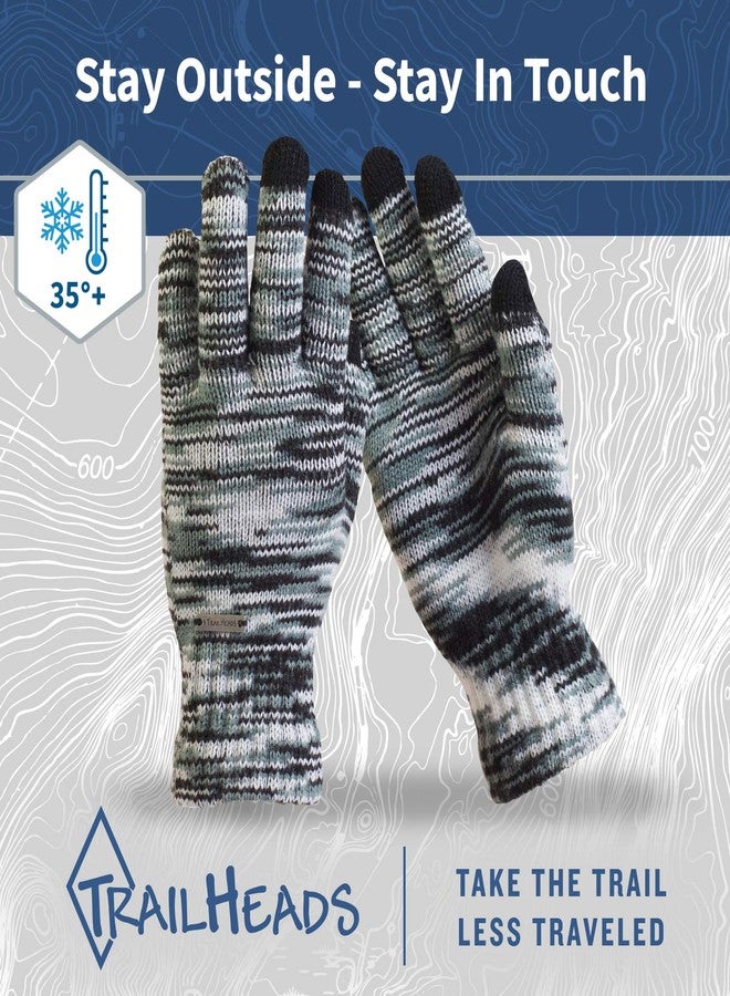 TrailHeads Women's Space Dye Touch Screen Knit Gloves - black & white - Image 5