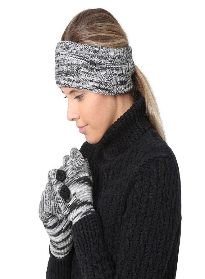 TrailHeads Women's Space Dye Touch Screen Knit Gloves - black & white - Image 4