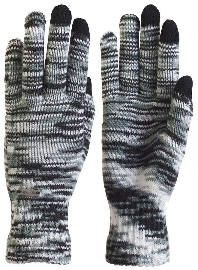 TrailHeads Women's Space Dye Touch Screen Knit Gloves - black & white - Image 1
