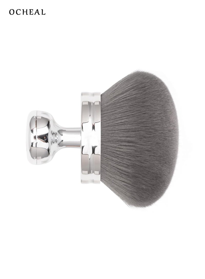 اوكيل فرشاة مكياج الجسم الفضية - كابوكي كبيرة للتسمير الذاتي، كريم أساس الجسم، وواقي الشمس - Image 2