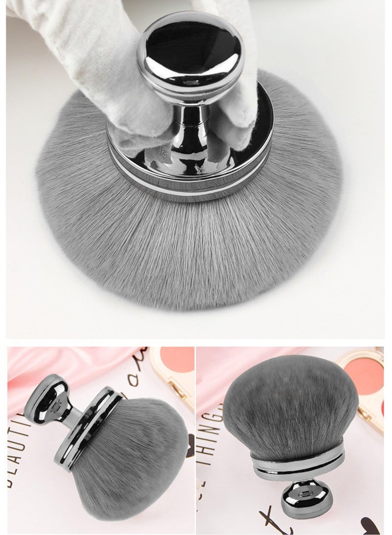 اوكيل فرشاة مكياج الجسم الفضية - كابوكي كبيرة للتسمير الذاتي، كريم أساس الجسم، وواقي الشمس - Image 3