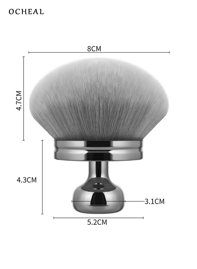 اوكيل فرشاة مكياج الجسم الفضية - كابوكي كبيرة للتسمير الذاتي، كريم أساس الجسم، وواقي الشمس - Image 4