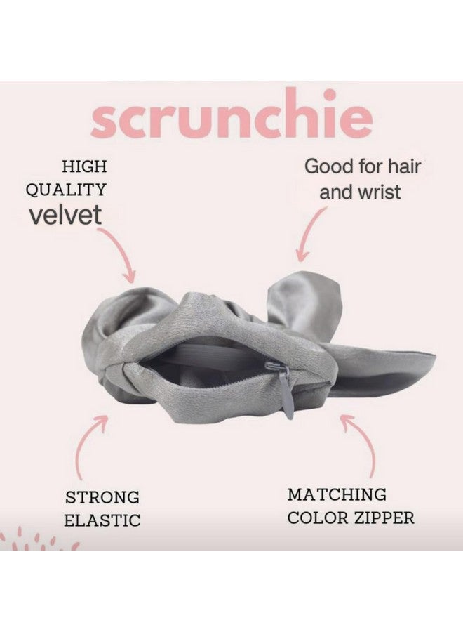 IBDA Secret Zipper Scrunchie, Hidden Pocket Secret Stash Hair Ties, Coins Purse Set,Handmade, Adjustable Size Head Accessories(Pack of 01) (Black) - Image 2