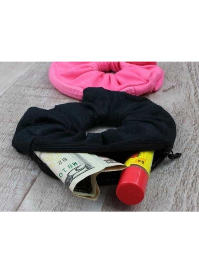 IBDA Secret Zipper Scrunchie, Hidden Pocket Secret Stash Hair Ties, Coins Purse Set,Handmade, Adjustable Size Head Accessories(Pack of 01) (Black) - Image 4