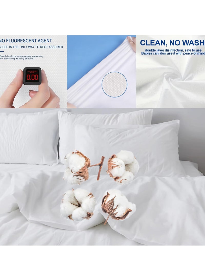 Zikra Travel-Ready 8 PCS Disposable Bed Sheets Set: Queen Size with 2 Bed Sheets, 2 Quilt Covers, and 4 Pillowcases - Perfect for Business Trips, Spa & Hotel Stays - Image 4