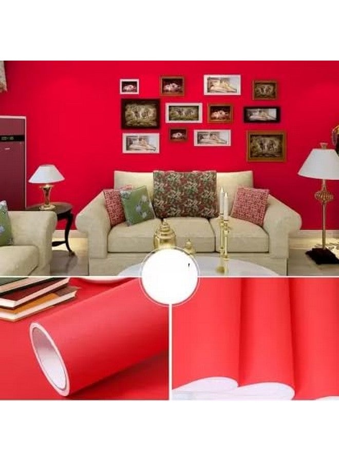 SUNBIRD Red Matte Color Vinyl Wall Stickers Vinyl Self Adhesive Wood Grain Wallpaper Waterproof Old Furniture Vinyl Red Stickers Wooden Door Wardrobe Desktop Pvc Wall Papers (24 X 147_Inch) - Image 2